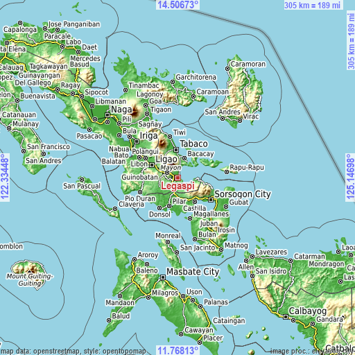 Topographic map of Legaspi