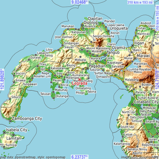 Topographic map of Legrada