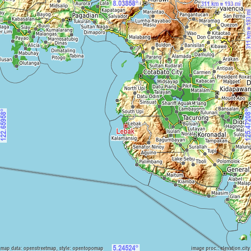 Topographic map of Lebak