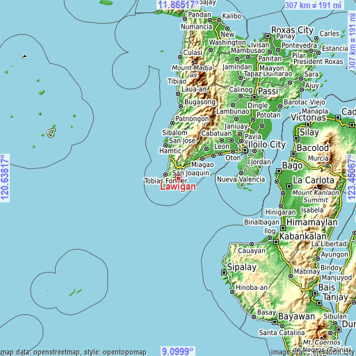 Topographic map of Lawigan