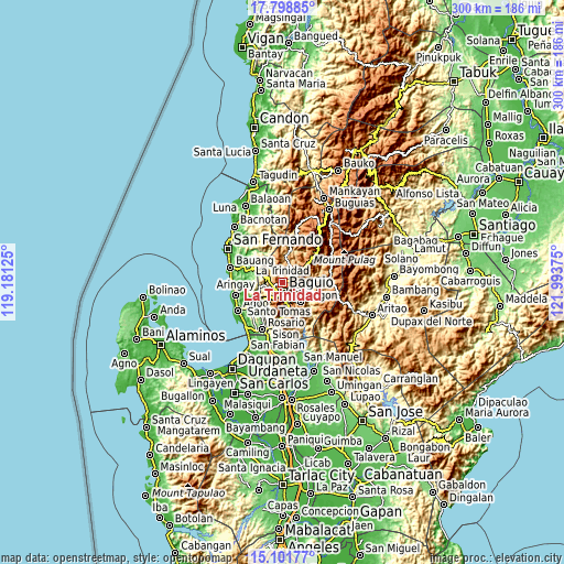 Topographic map of La Trinidad