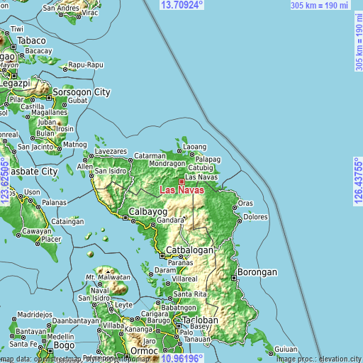 Topographic map of Las Navas