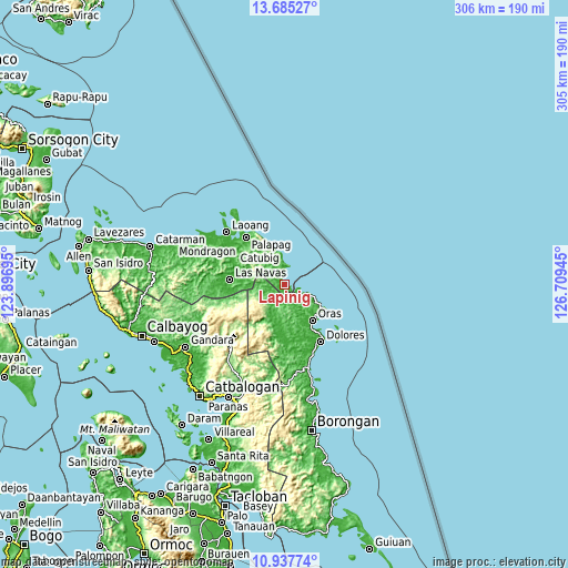 Topographic map of Lapinig