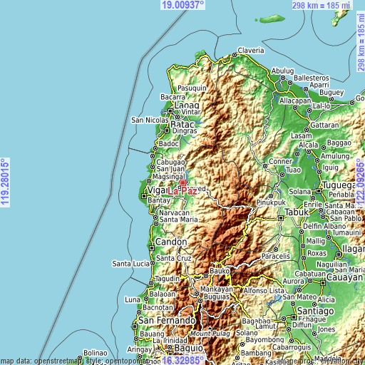 Topographic map of La Paz