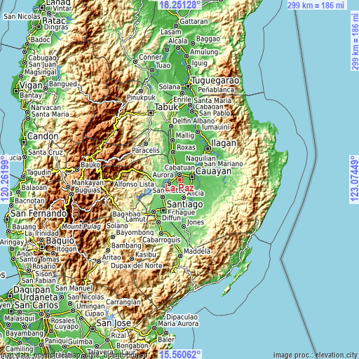 Topographic map of La Paz