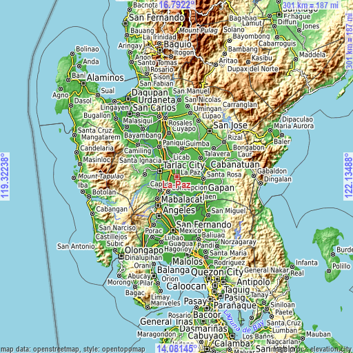 Topographic map of La Paz