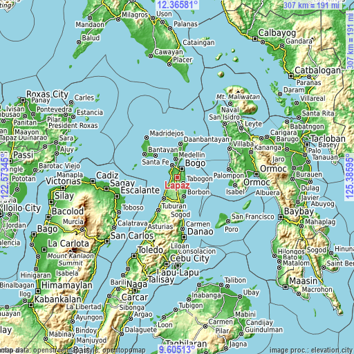 Topographic map of Lapaz