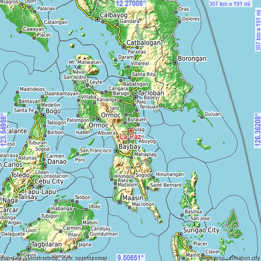 Topographic map of La Paz