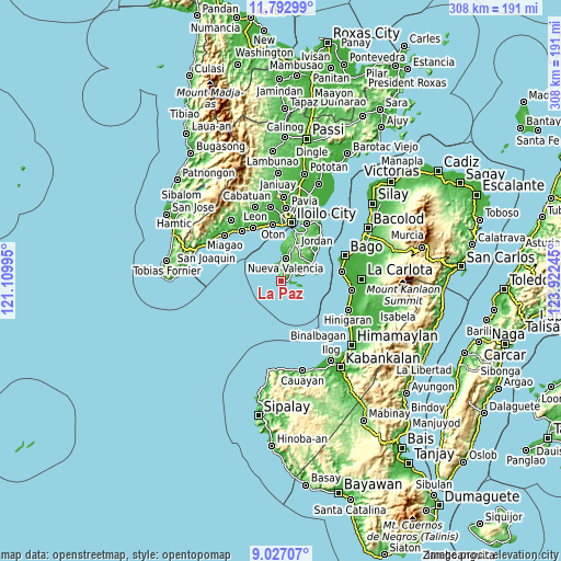 Topographic map of La Paz