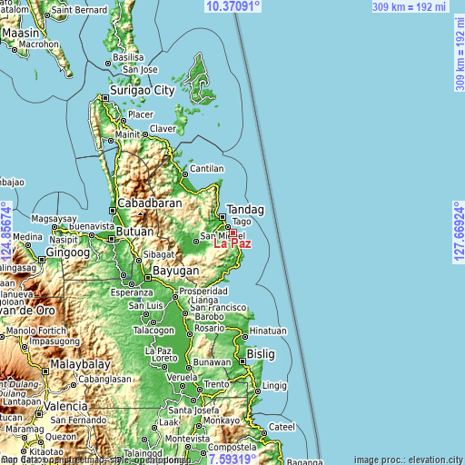 Topographic map of La Paz