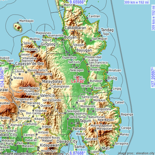 Topographic map of La Paz