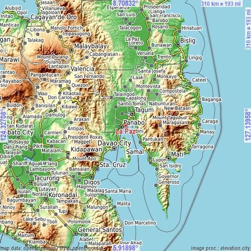 Topographic map of La Paz