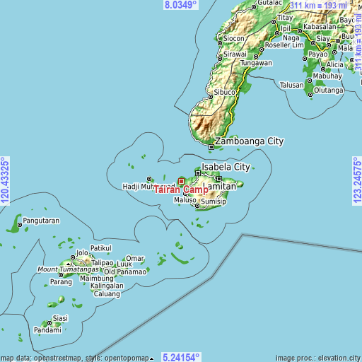 Topographic map of Tairan Camp