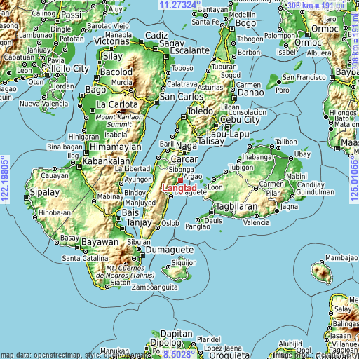 Topographic map of Langtad