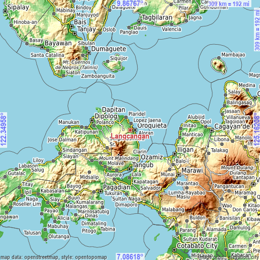 Topographic map of Langcangan