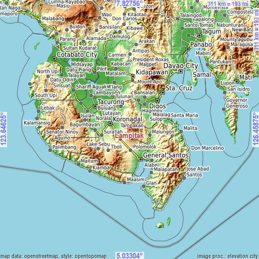 Topographic map of Lampitak