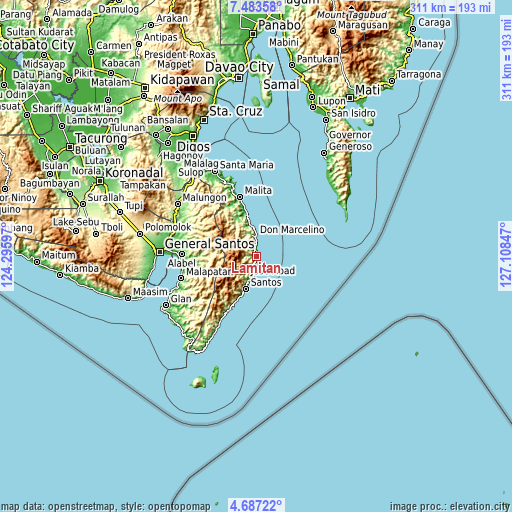 Topographic map of Lamitan