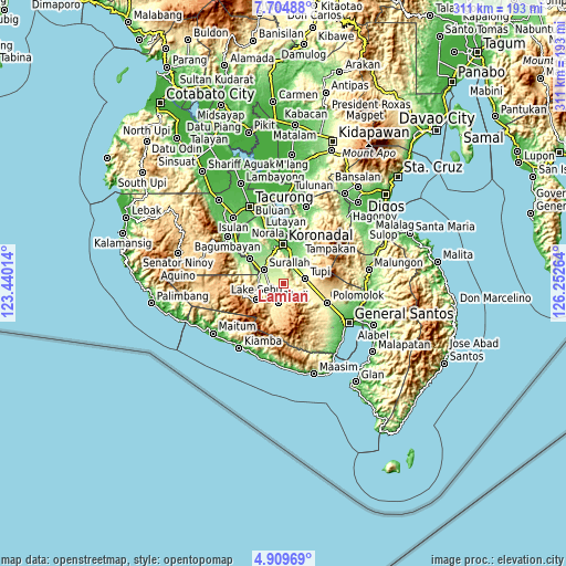 Topographic map of Lamian