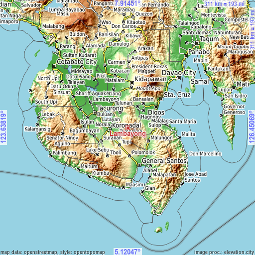 Topographic map of Lambayong