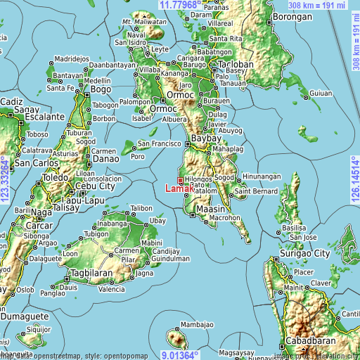 Topographic map of Lamak