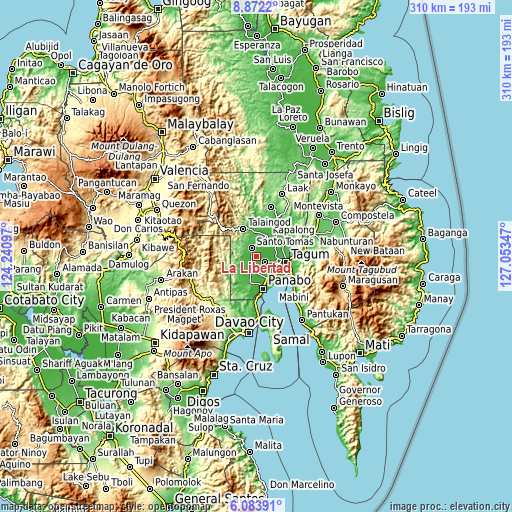 Topographic map of La Libertad