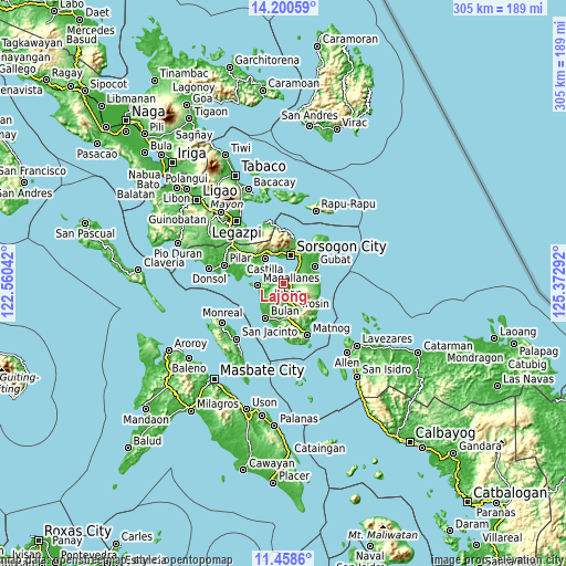 Topographic map of Lajong