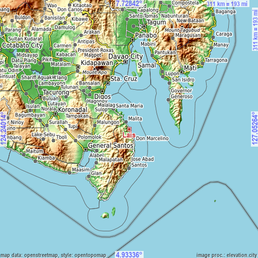 Topographic map of Lais