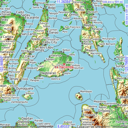 Topographic map of La Hacienda