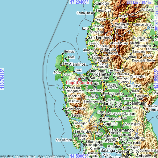 Topographic map of Laguit Centro