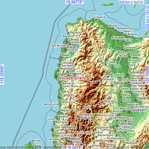 Topographic map of Lagangilang