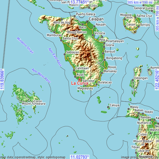 Topographic map of La Curva