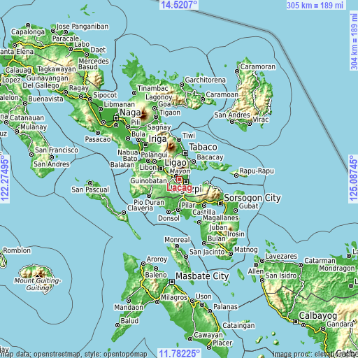 Topographic map of Lacag