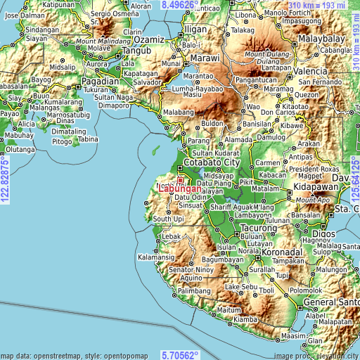 Topographic map of Labuñgan