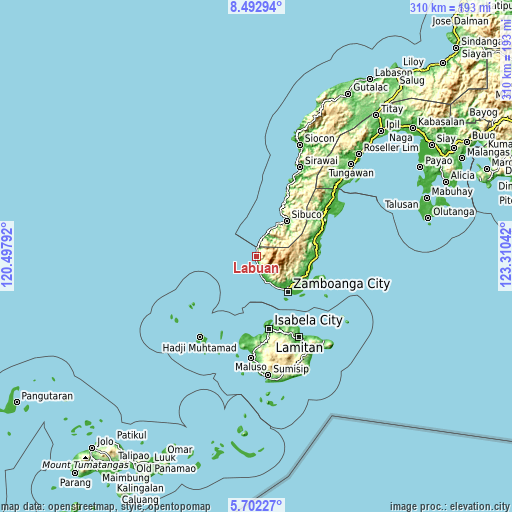 Topographic map of Labuan