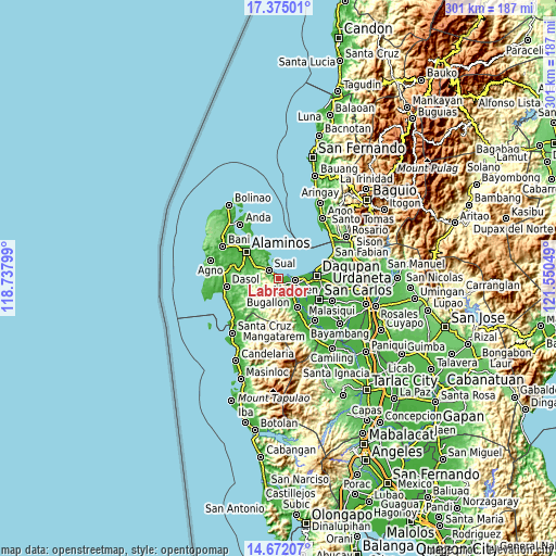 Topographic map of Labrador