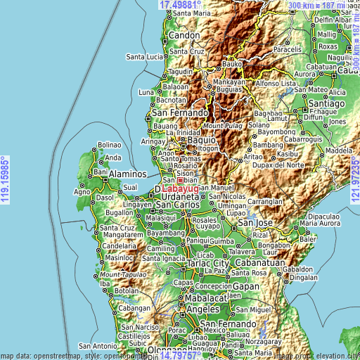 Topographic map of Labayug