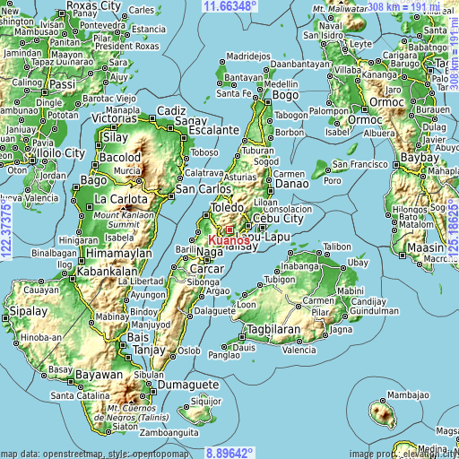 Topographic map of Kuanos