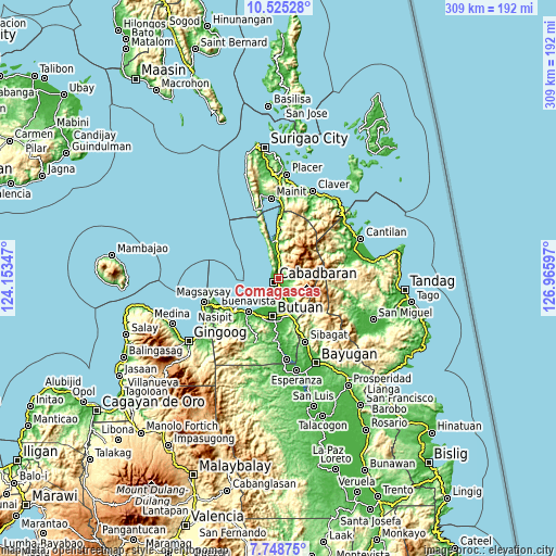 Topographic map of Comagascas