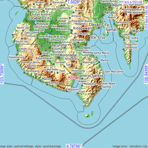 Topographic map of Klinan