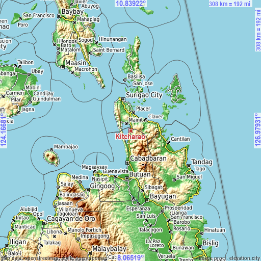 Topographic map of Kitcharao