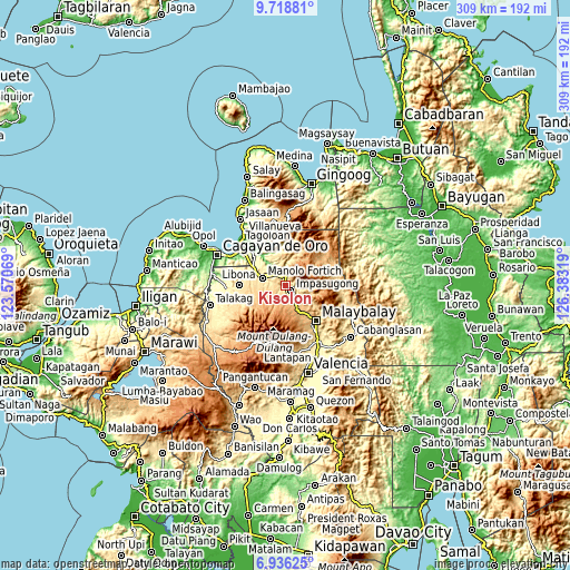 Topographic map of Kisolon