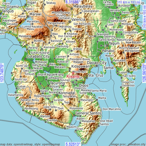 Topographic map of Kisante