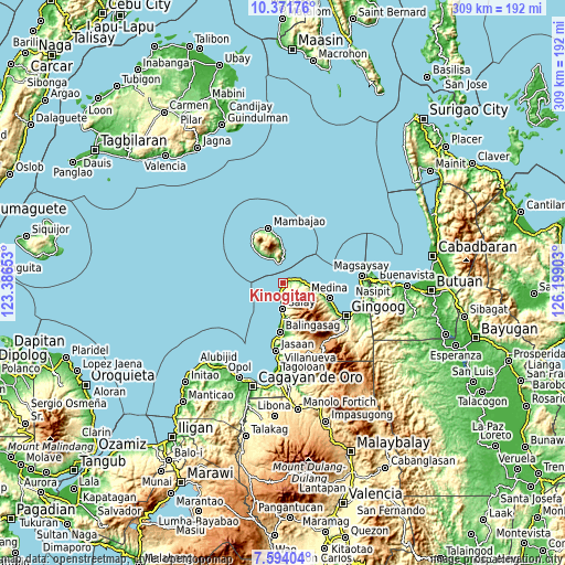 Topographic map of Kinogitan