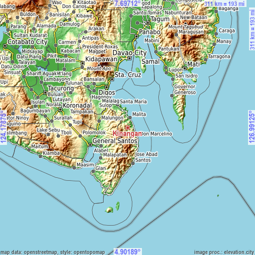 Topographic map of Kinangan