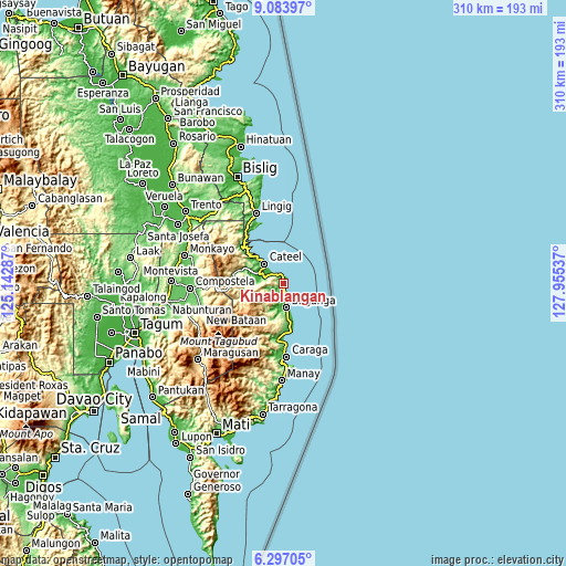 Topographic map of Kinablangan