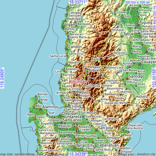 Topographic map of Kibungan