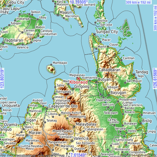 Topographic map of Kibonsod