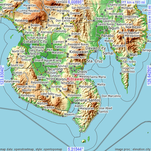 Topographic map of Kiblawan