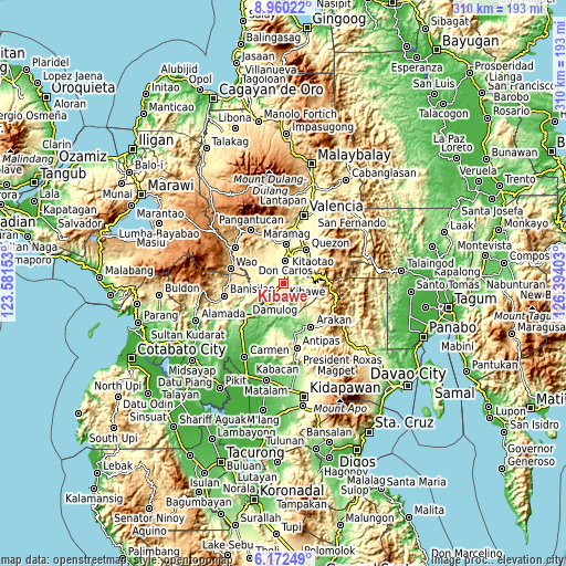 Topographic map of Kibawe