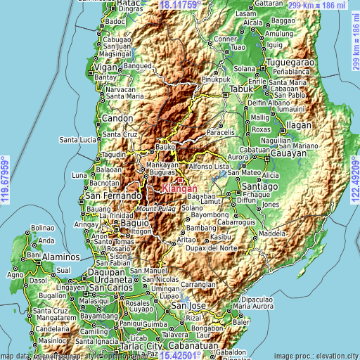 Topographic map of Kiangan